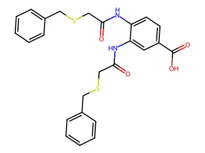 3,4-Bis{[(benzylsulfanyl)acetyl]amino}benzoic acid structure
