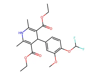 diethyl 4-[4-(difluoromethoxy)-3-methoxyphenyl]-2,6-dimethyl-1,4-dihydropyridine-3,5-dicarboxylate structure