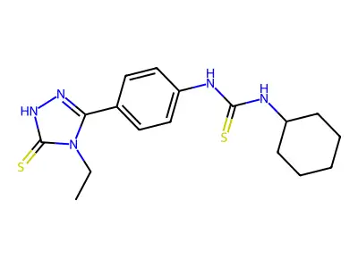 1-cyclohexyl-3-[4-(4-ethyl-5-thioxo-1H-1,2,4-triazol-3-yl)phenyl]thiourea structure