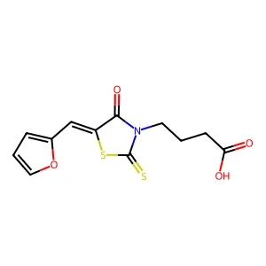 4-(5-(Furan-2-ylmethylene)-4-oxo-2-thioxothiazolidin-3-yl)butanoic acid structure