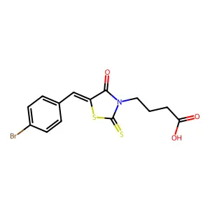 (E)-4-(5-(4-bromobenzylidene)-4-oxo-2-thioxothiazolidin-3-yl)butanoic acid structure