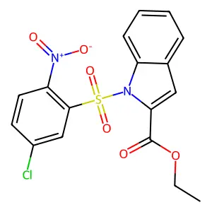 1H-Indole-2-carboxylic acid, 1-((5-chloro-2-nitrophenyl)sulfonyl)-, ethyl ester structure