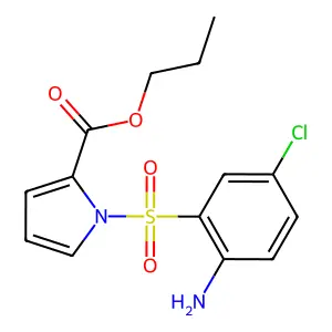 1H-Pyrrole-2-carboxylic acid, 1-((2-amino-5-chlorophenyl)sulfonyl)-, propyl structure