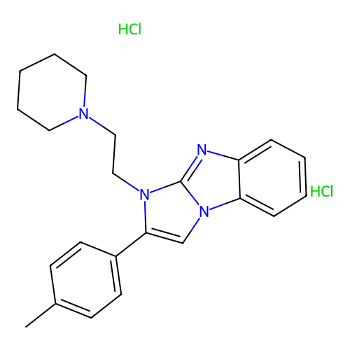 2-(4-methylphenyl)-3-(2-piperidin-1-ylethyl)imidazo[1,2-a]benzimidazole dihydrochloride structure