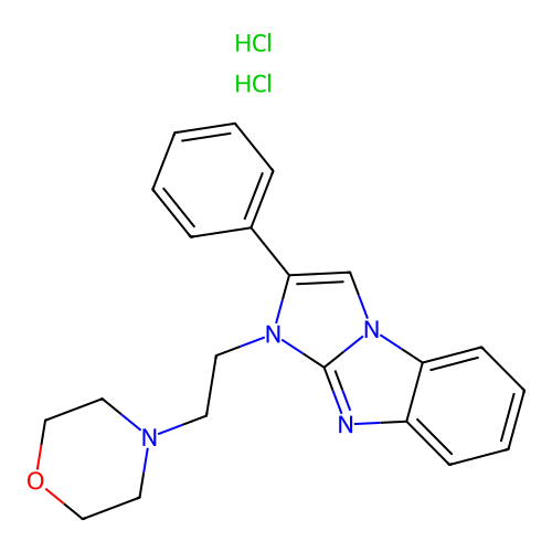 4-(2-(2-phenyl-1H-benzo[d]imidazo[1,2-a]imidazol-1-yl)ethyl)morpholine dihydrochloride structure