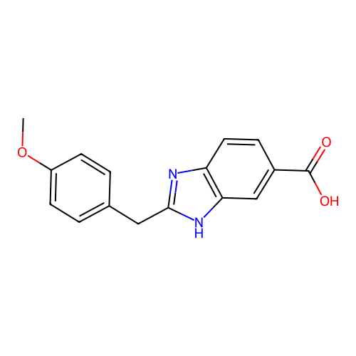 2-[(4-methoxyphenyl)methyl]-3H-benzimidazole-5-carboxylic acid structure