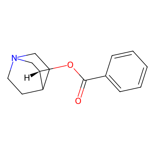 1-Azabicyclo(2.2.2)octan-3-ol, 3-benzoate, (3R)- structure