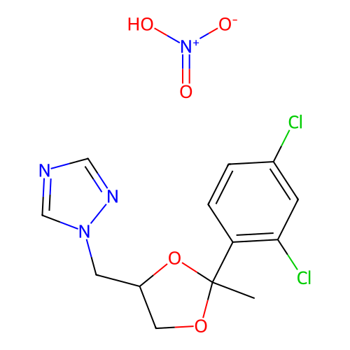 1-((2-(2,4-dichlorophenyl)-2-methyl-1,3-dioxolan-4-yl)methyl)-1H-1,2,4-triazole nitrate structure