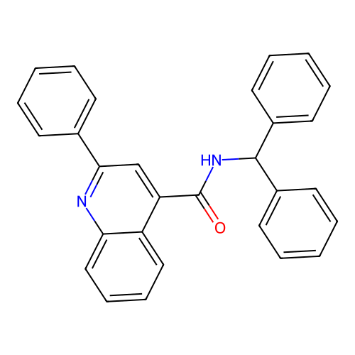 N-benzhydryl-2-phenylquinoline-4-carboxamide structure