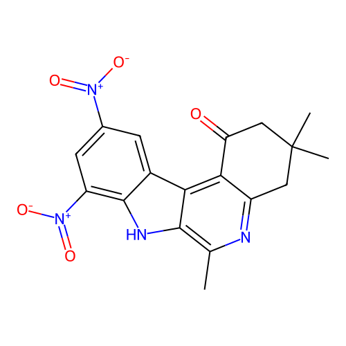 3,3,6-trimethyl-8,10-dinitro-2,3,4,7-tetrahydro-1H-indolo[2,3-c]quinolin-1-one structure