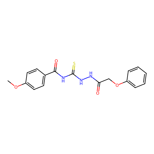 4-methoxy-N-{[2-(phenoxyacetyl)hydrazino]carbothioyl}benzamide structure