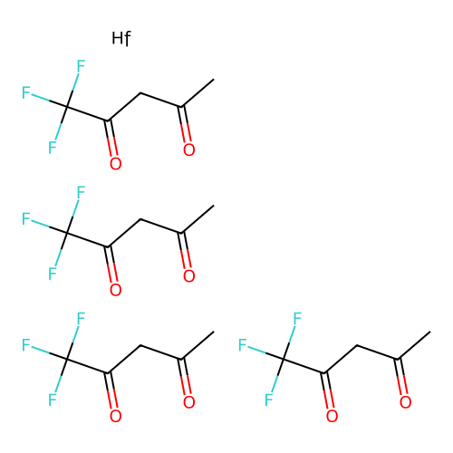 Hafnium;tetrakis(1,1,1-trifluoropentane-2,4-dione) structure