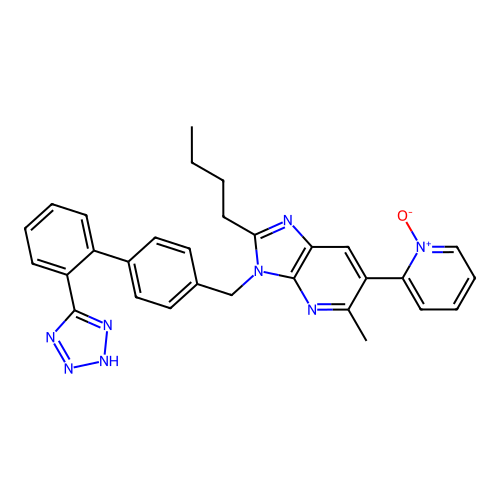 2-(2-Butyl-5-methyl-3-((2'-(1H-1,2,3,4-tetrazol-5-yl)-(1,1'-biphenyl)-4-yl)methyl)-3H-imidazo(4,5-b)pyridin-6-yl)pyridin-1-ium-1-olate structure