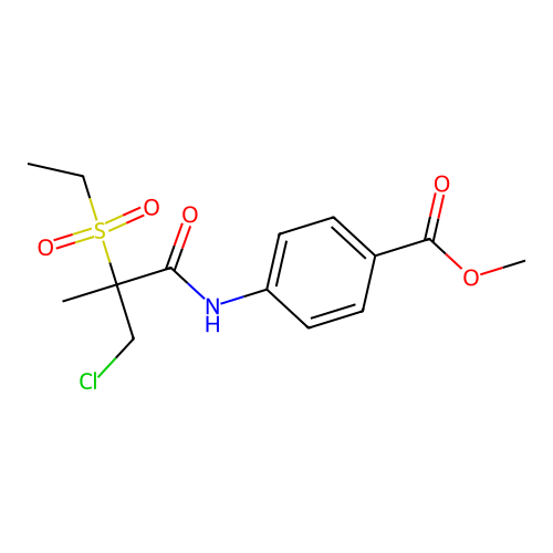 Methyl 4-{[3-chloro-2-(ethylsulfonyl)-2-methylpropanoyl]amino}benzoate structure