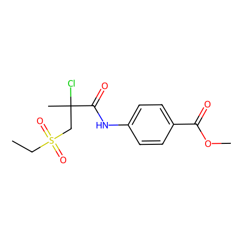 Methyl 4-{[2-chloro-3-(ethylsulfonyl)-2-methylpropanoyl]amino}benzoate structure