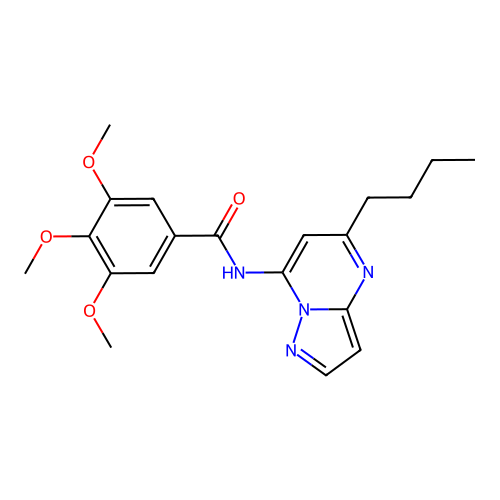 N-(5-butylpyrazolo[1,5-a]pyrimidin-7-yl)-3,4,5-trimethoxybenzamide structure