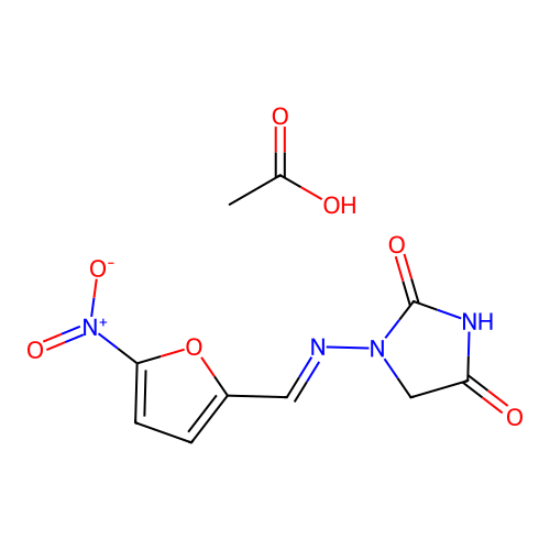 Hydantoin, 1-((5-nitrofurfurylidene)amino)-, acetate structure