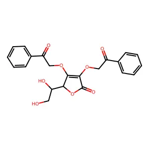 2-(1,2-dihydroxyethyl)-3,4-diphenacyloxy-2H-furan-5-one structure