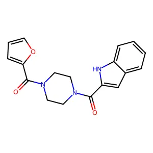 furan-2-yl-[4-(1H-indole-2-carbonyl)piperazin-1-yl]methanone structure