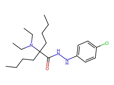 Hexanoic acid, 2-butyl-2-(diethylamino)-, 2-(4-chlorophenyl)hydrazide structure