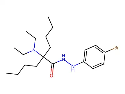 Hexanoic acid, 2-butyl-2-(diethylamino)-, 2-(4-bromophenyl)hydrazide structure