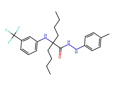 Hexanoic acid, 2-butyl-2-((3-(trifluoromethyl)phenyl)amino)-, 2-(4-methylphenyl)hydrazide structure