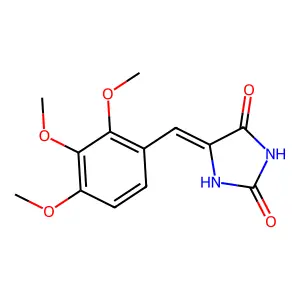 (5E)-5-(2,3,4-trimethoxybenzylidene)imidazolidine-2,4-dione structure