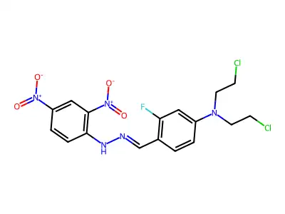 N,N-bis(2-chloroethyl)-4-[(E)-[(2,4-dinitrophenyl)hydrazinyl structure