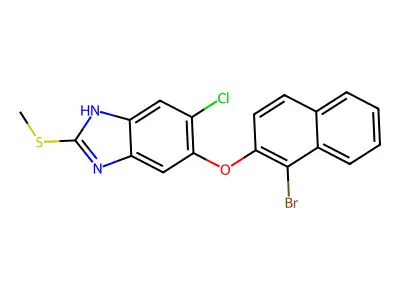 1H-Benzimidazole, 5-((1-bromo-2-naphthalenyl)oxy)-6-chloro-2-(methylthio)- structure