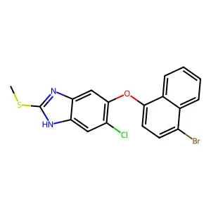 1H-Benzimidazole, 5-((4-bromo-1-naphthalenyl)oxy)-6-chloro-2-(methylthio)- structure