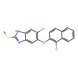 1H-Benzimidazole, 5-chloro-6-((1-chloro-2-naphthalenyl)oxy)-2-(methylthio)- structure
