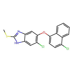 1H-Benzimidazole, 5-chloro-6-((4-chloro-1-naphthalenyl)oxy)-2-(methylthio)- structure