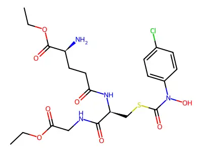 ethyl 2-amino-5-[[3-[(4-chlorophenyl)-hydroxycarbamoyl]sulfanyl-1-[(2-ethoxy-2-oxoethyl)amino]-1-oxopropan-2-yl]amino]-5-oxopentanoate hydrochloride structure