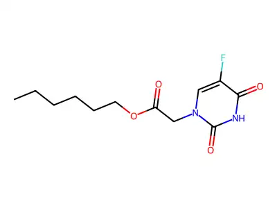 1(2H)-Pyrimidineacetic acid, 3,4-dihydro-2,4-dioxo-5-fluoro-, hexyl ester structure