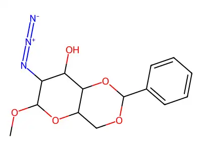 7-Azido-6-methoxy-2-phenyl-4,4a,6,7,8,8a-hexahydropyrano[3,2-d][1,3]dioxin-8-ol structure