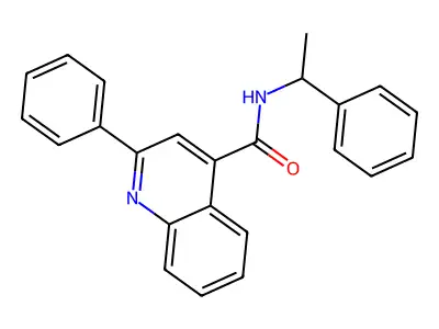 2-phenyl-N-(1-phenylethyl)quinoline-4-carboxamide structure