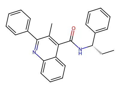 3-methyl-2-phenyl-N-(1-phenylpropyl)quinoline-4-carboxamide structure