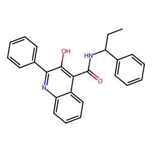 N-(alpha-ethylbenzyl)-3-hydroxy-2-phenylquinoline-4-carboxamide structure