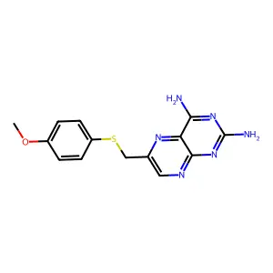 2,4-Pteridinediamine, 6-((4-methoxyphenylthio)methyl), 0.3 hydrate structure