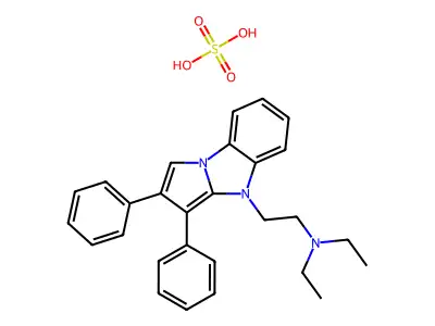 4H-Pyrrolo(1,2-a)benzimidazole-4-ethanamine, N,N-diethyl-2,3-diphenyl-, sulfate (1:1) structure