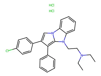 4H-Pyrrolo(1,2-a)benzimidazole-4-ethanamine, 2-(4-chlorophenyl)-N,N-diethyl-3-phenyl-, dihydrochloride structure