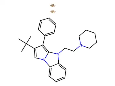 4H-Pyrrolo(1,2-a)benzimidazole, 2-(1,1-dimethylethyl)-3-phenyl-4-(2-(1-piperidinyl)ethyl)-, dihydrobromide structure