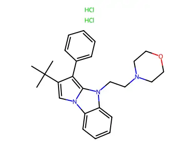 4H-Pyrrolo(1,2-a)benzimidazole, 2-(1,1-dimethylethyl)-4-(2-(4-morpholinyl)ethyl)-3-phenyl-, hydrochloride, hydrate (1:2:1) structure