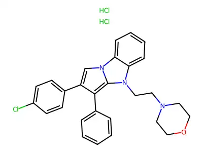 4H-Pyrrolo(1,2-a)benzimidazole, 2-(4-chlorophenyl)-4-(2-(4-morpholinyl)ethyl)-3-phenyl-, hydrochloride, hydrate (1:2:1) structure