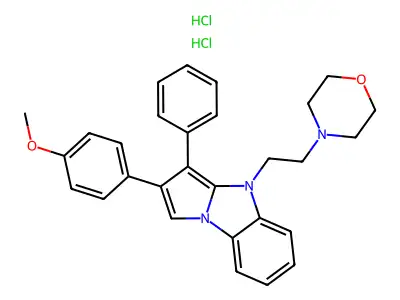 4H-Pyrrolo(1,2-a)benzimidazole, 2-(4-methoxyphenyl)-4-(2-(4-morpholinyl)ethyl)-3-phenyl-, hydrochloride, hydrate (1:2:1) structure