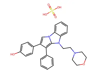 Phenol, 4-(4-(2-(4-morpholinyl)ethyl)-3-phenyl-4H-pyrrolo(1,2-a)benzimidazol-2-yl)-, sulfate (1:1) (salt) structure