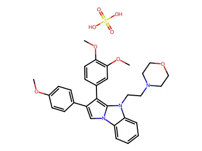 4H-Pyrrolo(1,2-a)benzimidazole, 3-(3,4-dimethoxyphenyl)-2-(4-methoxyphenyl)-4-(2-(4-morpholinyl)ethyl)-, sulfate (1:1) structure