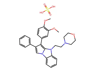 4H-Pyrrolo(1,2-a)benzimidazole, 3-(3,4-dimethoxyphenyl)-4-(2-(4-morpholinyl)ethyl)-2-phenyl-,sulfate (1:1) structure