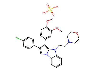 4H-Pyrrolo(1,2-a)benzimidazole, 2-(4-chlorophenyl)-3-(3,4-dimethoxyphenyl)-4-(2-(4-morpholinyl)ethyl)-, sulfate (1:1) structure