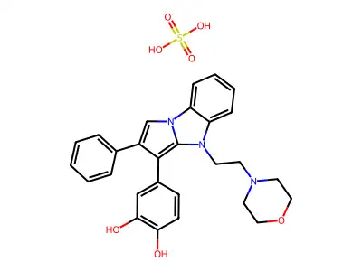 1,2-Benzenediol, 4-(4-(2-(4-morpholinyl)ethyl)-2-phenyl-4H-pyrrolo(1,2-a)benimidazol-3-yl)-, sulfate (1:1) (salt) structure